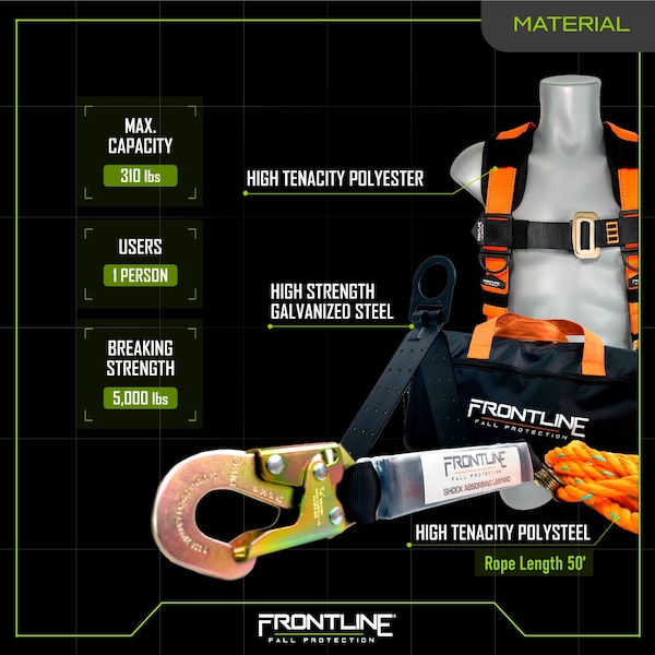 Frontline Combat Complete Roofers Kit with 50 ft Lifeline - RK110V50