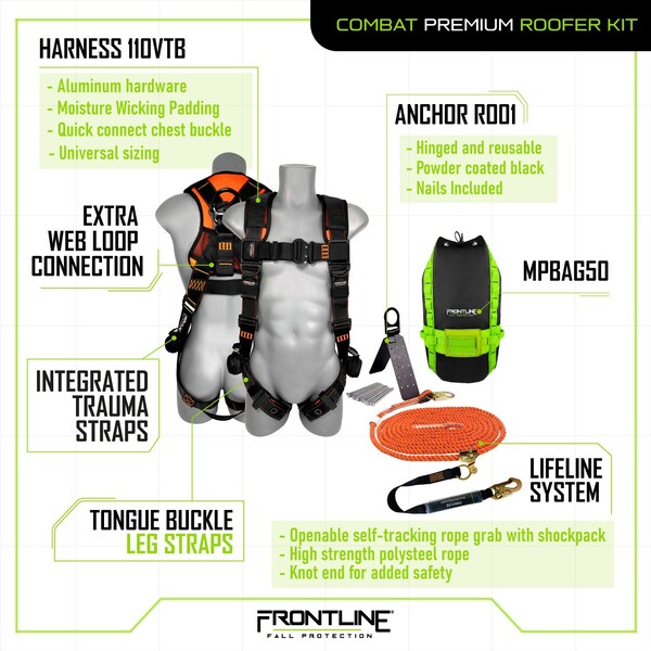 Frontline Combat Complete Roofers Kit with 50 ft Lifeline - RK110V50