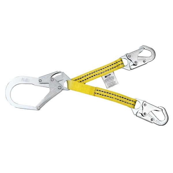 Honeywell Miller Ansi Z359-2007 Compliant Web Positioning Assembly W/2-1/4 In Locking Rebar Snap Hook - 3 Ft - T8221W-Z7/3FTYL