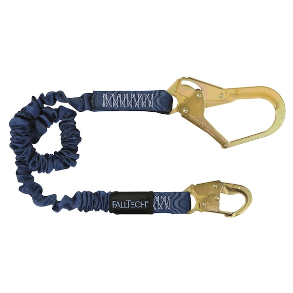 Falltech ElasTech Shock Absorbing Lanyard, 310 lb Load, 6 ft L, Polyester Line, 1 Legs, Rebar Hook Anchorage - 82403