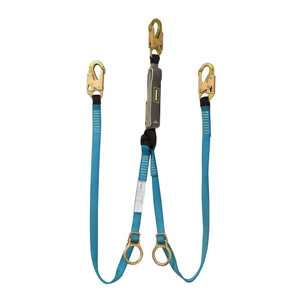 Ironwear 6 ft External Double Leg Energy-Absorbing Lanyard w/ 3 Snap Hooks - 2350-SSH