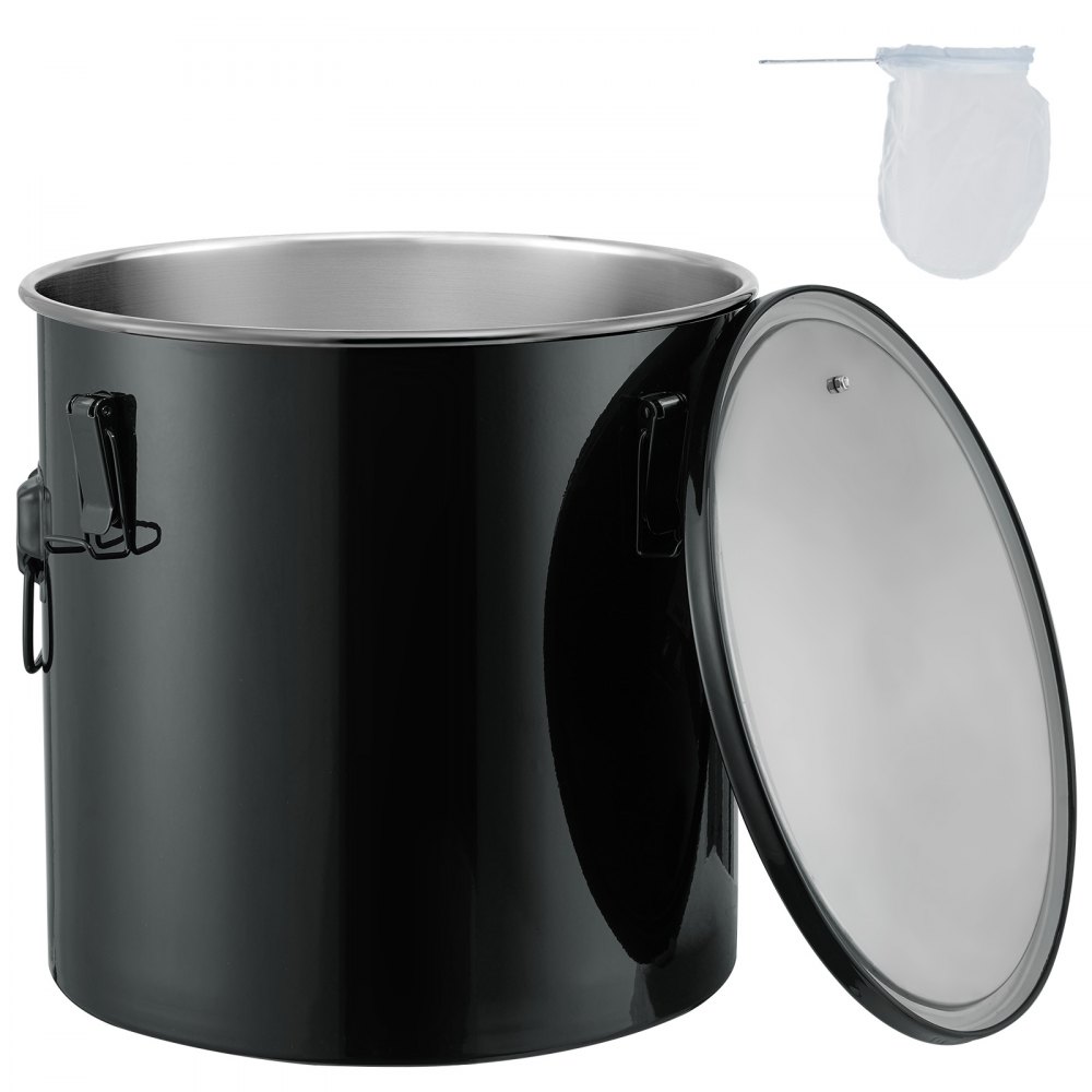 VEVOR Fryer Grease Bucket, 10 Gal Oil Disposal Caddy Stainless Steel Fryer Oil Bucket Rust-Proof Coating, Oil Transport Container with Lid, Lock Clips, Filter Bag for Hot Cooking Oil Filtering, Black - WHLYZTBXG10J0JFETV0