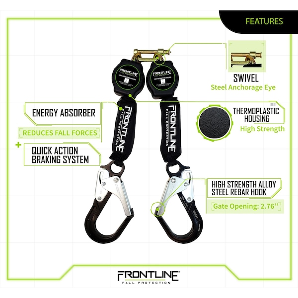 Frontline Aramid Twin Fiber Web 6' SRL with Aluminum Rebar Hook Ends - RPA062RA