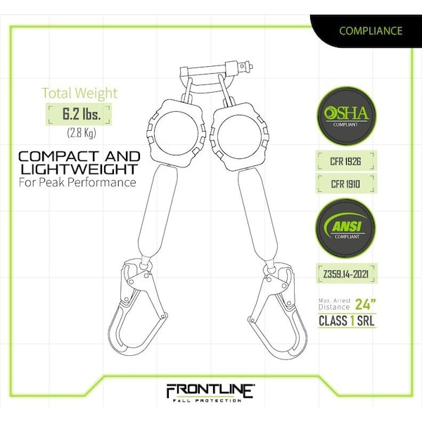 Frontline Aramid Twin Fiber Web 6' SRL with Aluminum Rebar Hook Ends - RPA062RA