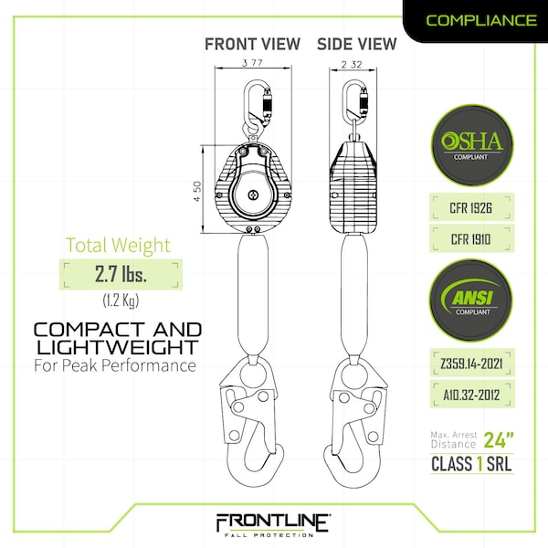 Frontline Combat Compliance Kit - Harness, 6' SRL and Drawstring Bag - K100-RPW061S