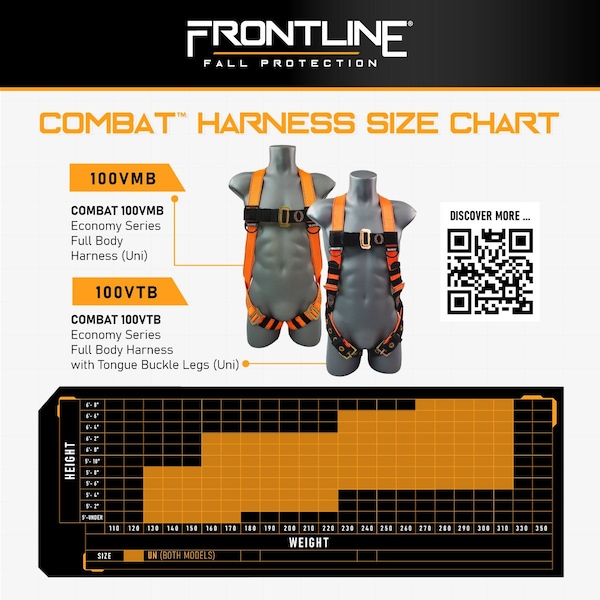 Frontline Combat Compliance Kit - Harness, 6' SRL and Drawstring Bag - K100-RPW061S