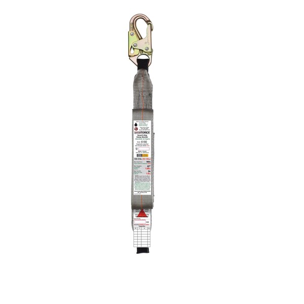 Super Anchor Safety ANSI Z359.13 Energy Absorber A-End Snaphook B-End Loop. 21" Service Length. User Wt. 130-310lb - 6180
