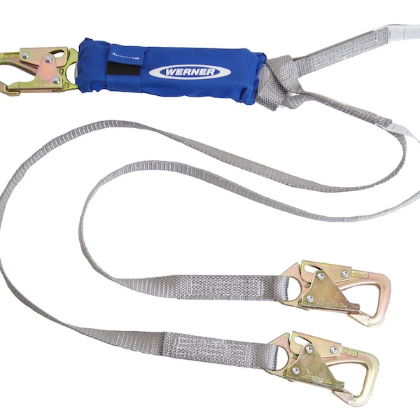 Werner DeCoil TwinLeg Lanyard (1" web, Snaphook) - C411701