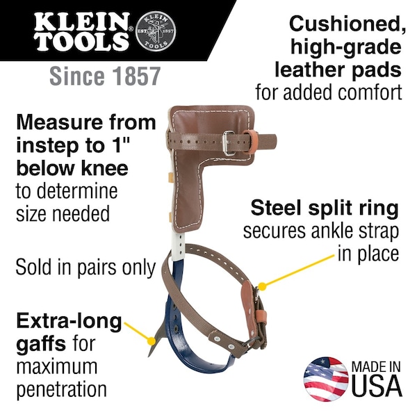 Klein Tools Tree Climber Set 2-3/4-Inch Gaffs, 15 to 19-Inch - CN1907AR