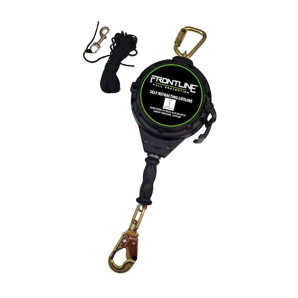 Frontline Cable Single Leg 30 ft SRL with Steel Snap Hook End with Carry on Handle and Tagline - RPGC30
