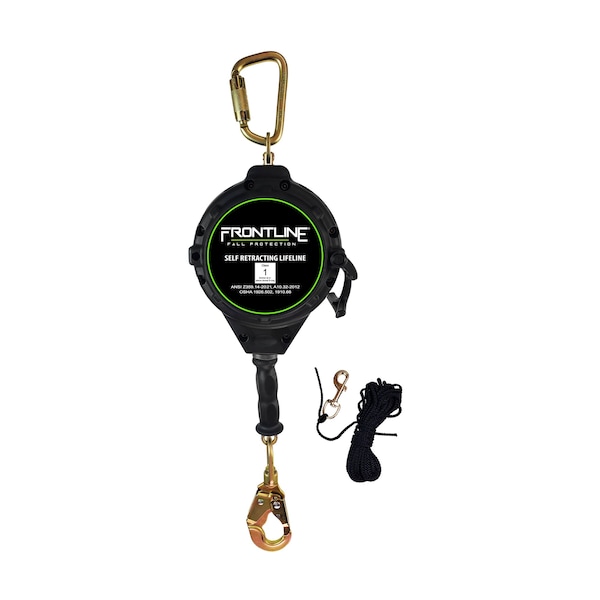 Frontline Cable Single Leg 30 ft SRL with Steel Snap Hook End with Carry on Handle and Tagline - RPGC30