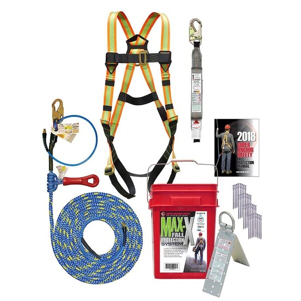 Super Anchor Safety MAX-X Bucket Kit: 50ft. X-line Pneumatic Lifeline w/ SuperGrab - 4075-50