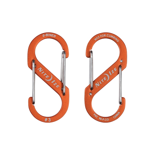 Nite Ize 2023 Nite Ize S-Biner Aluminum Dual Carabiner #3, Orange - NIT-SBA3-19-R6
