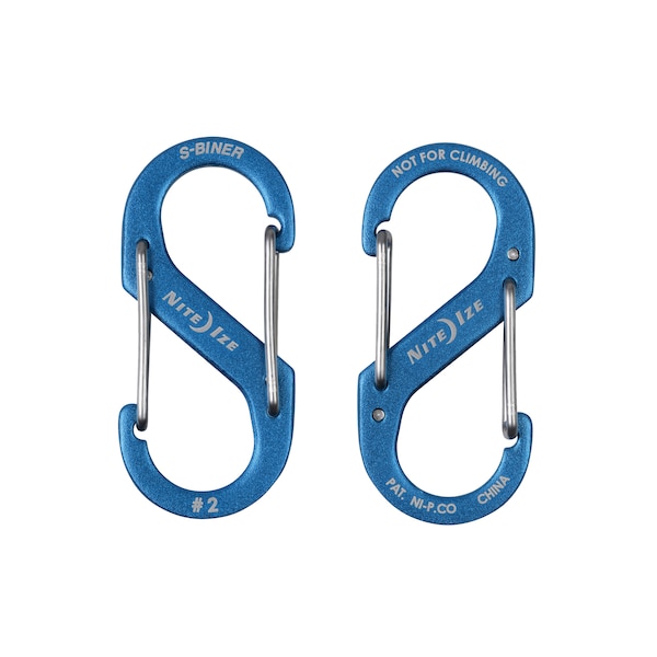 Nite Ize 2021 Nite Ize S-Biner Aluminum Dual Carabiner #2, Blue - NIT-SBA2-03-R6