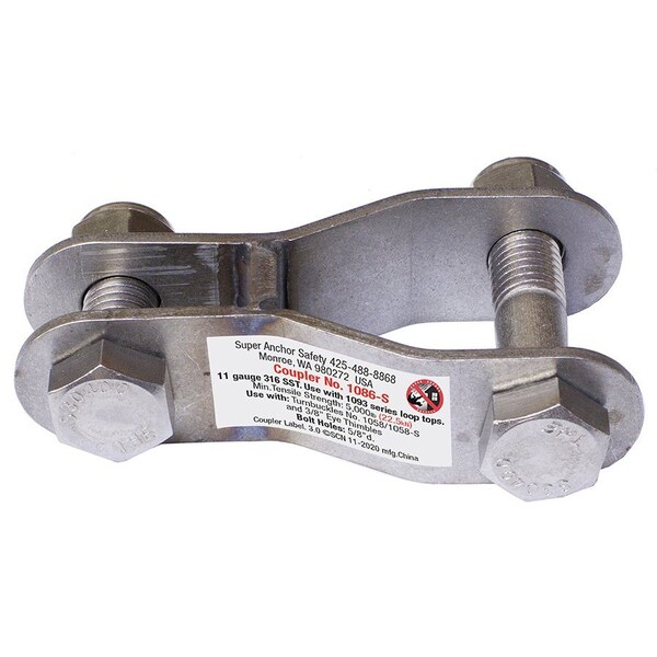 Super Anchor Safety 316sst Coupler Links 3/8" Eye Thimbles w/1093 Loop Tops, 4-Way Tops and Turnbuckles. - 1086-S