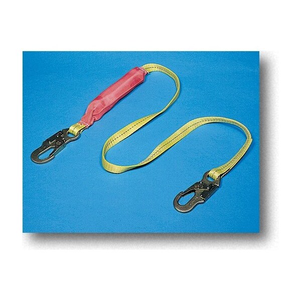 Mutual Industries Shock Absorbing Lanyard with 2 Locking S, 2 inch, Yellow - 50075