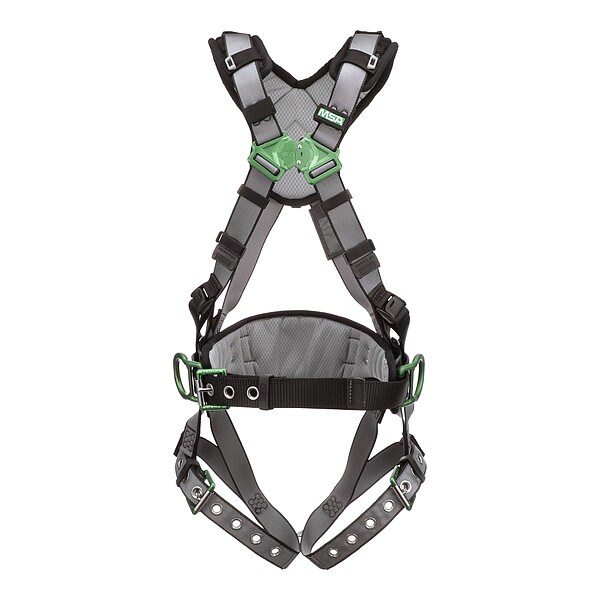 Msa Safety V-FIT Full Body Harness, 2XL, 400 lb., Quick-Connect Chest/ Tongue Leg Buckles, Back, Hips D-Ring - 10195151