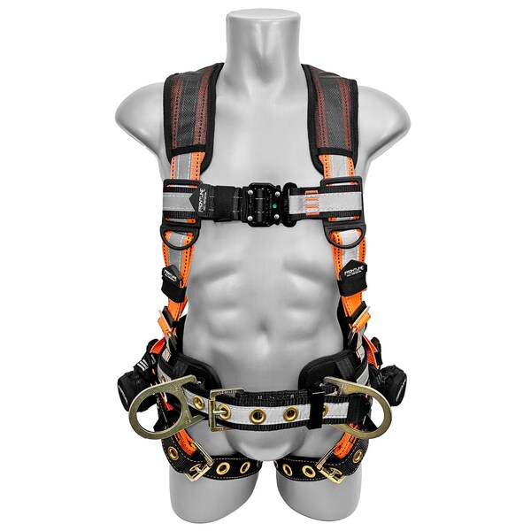 Frontline Combat Reflective Harness, M/L, 310 lbs, Trauma Straps Chest/ Tongue Leg Buckles, Side D-Ring - 100RCTB-ML