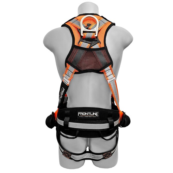 Frontline Combat Reflective Harness, M/L, 310 lbs, Trauma Straps Chest/ Tongue Leg Buckles, Side D-Ring - 100RCTB-ML