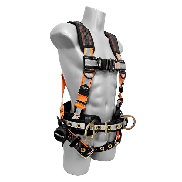 Frontline Combat Reflective Harness, M/L, 310 lbs, Trauma Straps Chest/ Tongue Leg Buckles, Side D-Ring - 100RCTB-ML