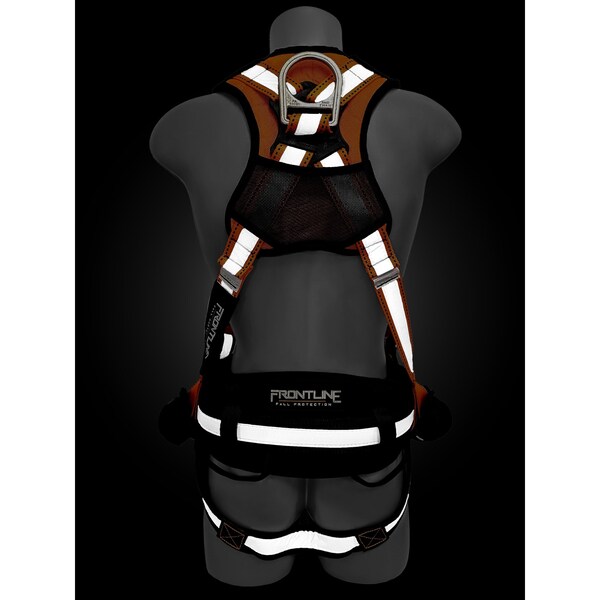 Frontline Combat Reflective Harness, M/L, 310 lbs, Trauma Straps Chest/ Tongue Leg Buckles, Side D-Ring - 100RCTB-ML