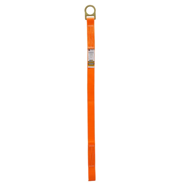 Super Anchor Safety 48"x2"x13,600lb Tensile Strength Orange Tie-Off Strap w/Slotted D-ring +Loop End. Retail Package - 3005-C