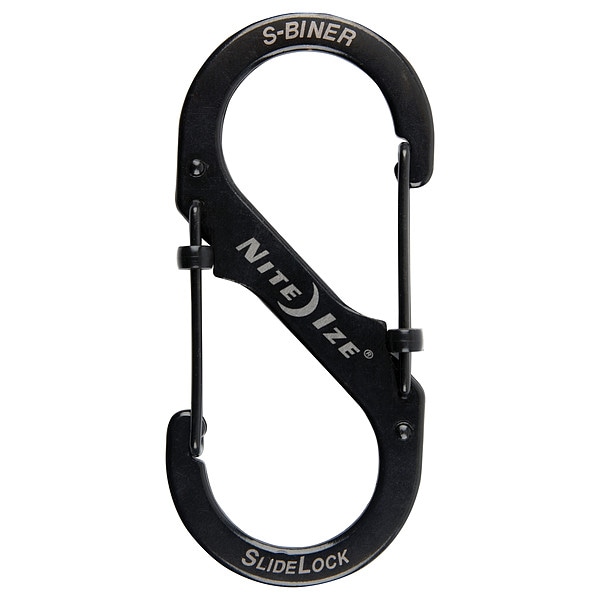 Nite Ize Double Carabiner, Slide Lock, Stainless Steel, Black - LSB4-01-R3