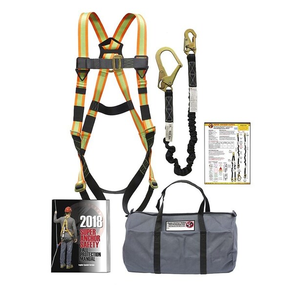 Super Anchor Safety Mini-MAX Carry Bag Kit: No. 6069 5pt Universal Size Hi-Viz Harness - 4301