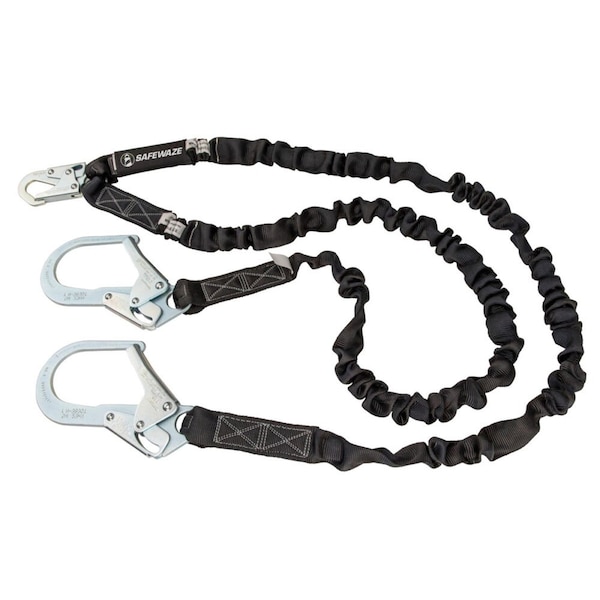 Safewaze V-Line 6' Internal Energy Absorbing Lanyard: Dual Leg, Rebar Hooks - FS88586