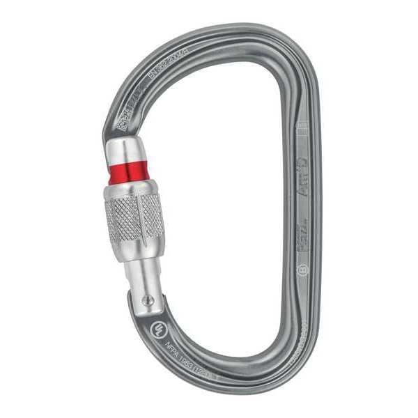 Petzl Carabiner, Screw-Lock, 4 1/4 in Length, 1" Gate Opening, Aluminum, Gray - M34A SL