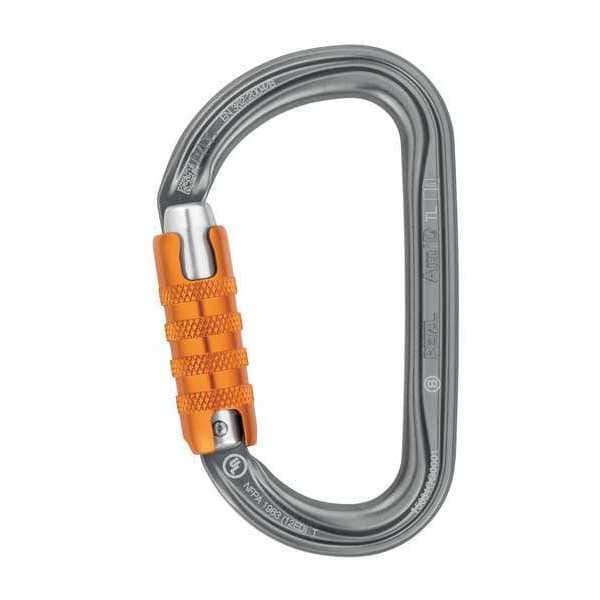 Petzl Carabiner, Auto-Lock, 5-5/16" Length, 1" Gate Opening, Aluminum, Gray - M34A TL