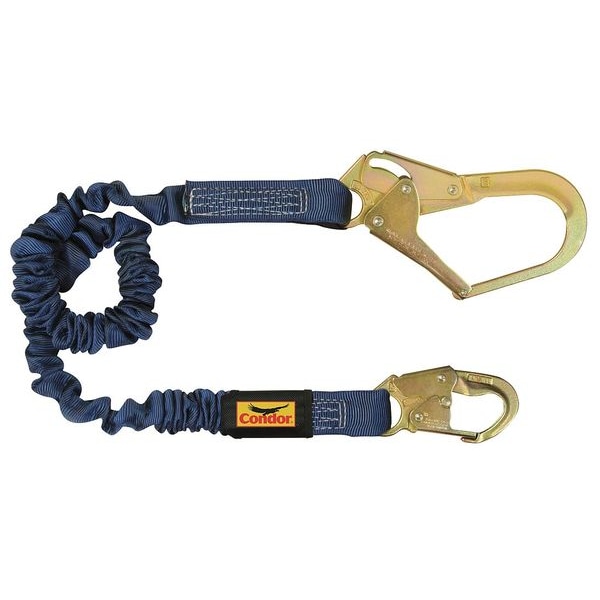 Condor Shock Absorbing Lanyard, 4 ft. 6" to 6 ft., Blue - 45J282