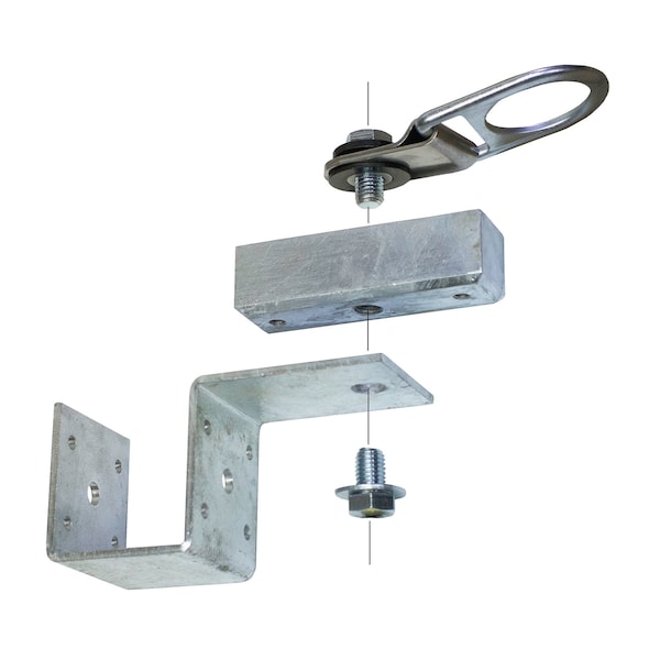 Super Anchor Safety 2XM HDG Purlin Kit w/1028 Swivel-D+1028-BP1 Base Plate w/1ea. 5/8"x1-1/4" & 1ea. 5/8"x1" sst bolts - 1302-PSK