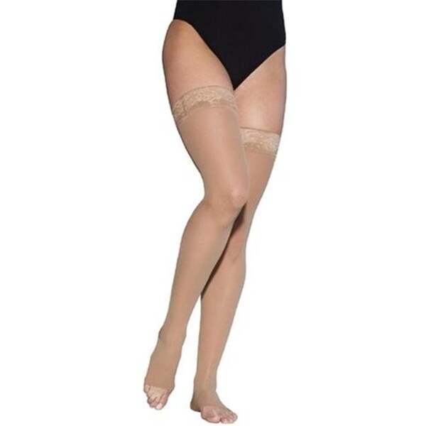 Sigvaris Sigvaris EverSheer 781NMSO33 15-20 Mmhg Open Toe Medium Short Thigh Hosiery For Women; Natural - 781NMSO33