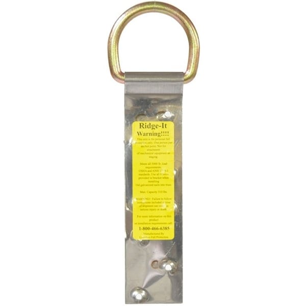 Qual-Craft Qualcraft Industries Ridge-It Single D-Ring Roof Anchor, 9-3/4 in L, Stainless Steel - 500