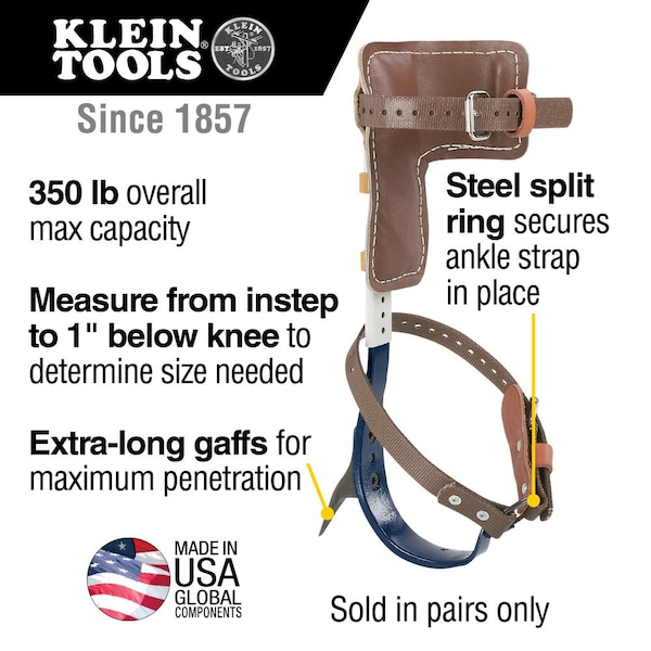 Klein Tools Tree Climber Set 2-3/4-Inch Gaffs 17 to 21-Inch - CN1907ARL