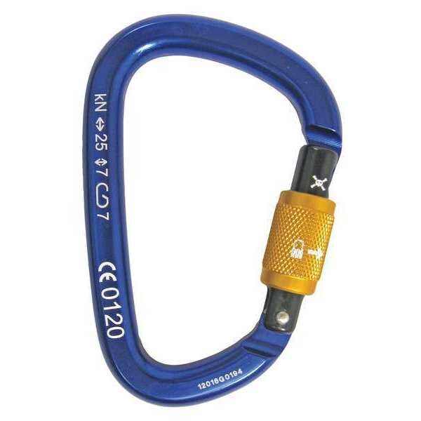 Sterling Rope Carabiner, Screw-Lock, 19/20" Gate Opening, Aluminum, Blue - HWEAGLESL
