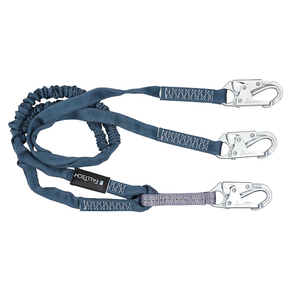 Falltech Internal Shock Absorbing Lanyard With 3 Snap Hooks, 310 lb Load, 6 ft L, Polyester Line, 2 Legs, S - 8259Y