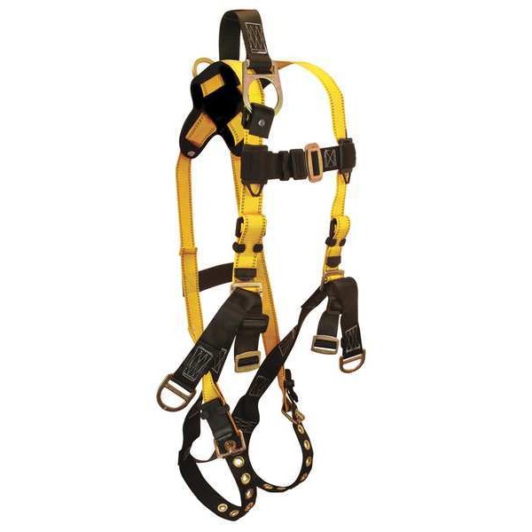 Falltech Roughneck Full Body Harness, XL, 425 lb., Mating Chest/ Tongue Leg Buckles, Back, Hips D-Ring - G8007XL