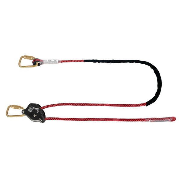Safewaze 6.5ft Rope Positioning Lanyard: Rope Adjuster, Carabiners - 021-2064