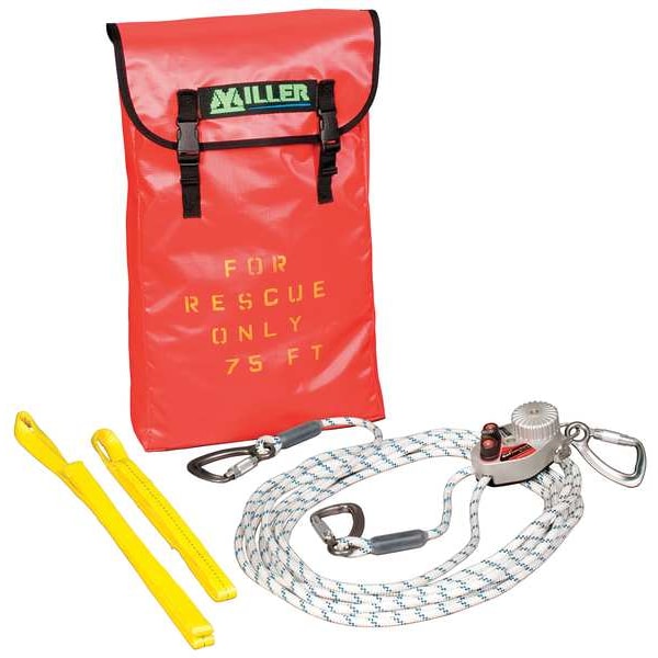 Honeywell Miller Rescue and Descent System, 275 lb, Aluminum, Stainless Steel, For Use With: Full Body Harness - SE/100FT