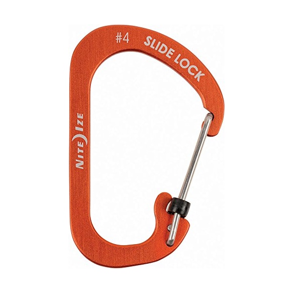 Nite Ize 2023 Nite Ize Slidelock Carabiner Aluminum #4, Orange - NIT-CSLA4-19-R6