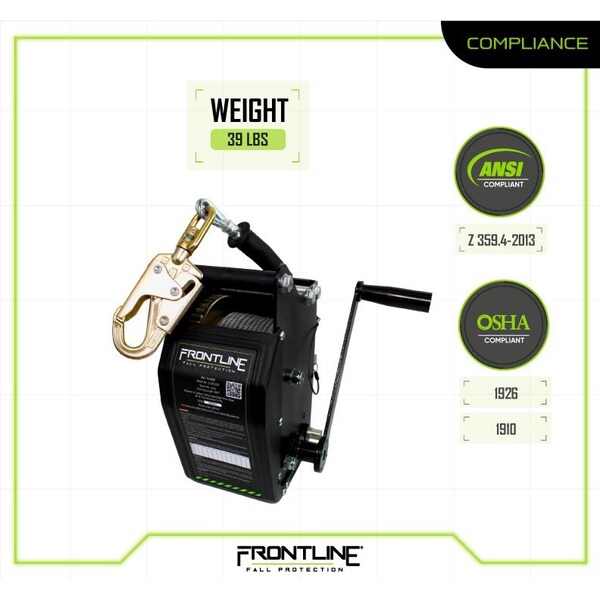 Frontline MEGApod 60' Confined Space Winch with Galvanized Steel Cable - RUW60