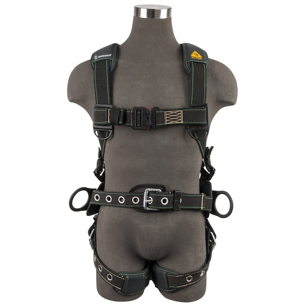 Safewaze Arc Flash Construction Harness: DE 3D, DE QC Chest, TB Legs, M - 020-1260