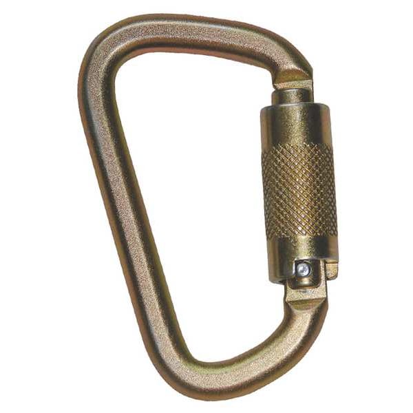 Falltech Carabiner, Double-Locking Gate, Offset-D, 3 1/4 in Length, 7/8 in Gate Opening, Steel, Bronze - 8445