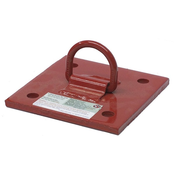 Super Anchor Safety 6"x6"x3/8" D-Plate Anchor w/Forged D-Ring Red Powder Coating. - 1038