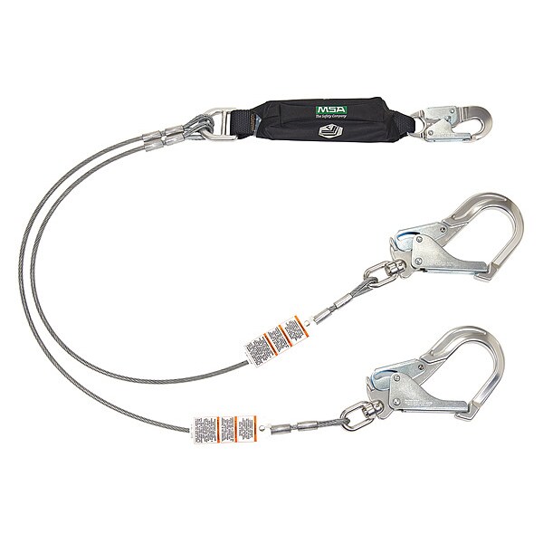 Msa Safety MSA Leading Edge Lanyard, Twin leg, Large Aluminum Swivel Snaphook - 10213786