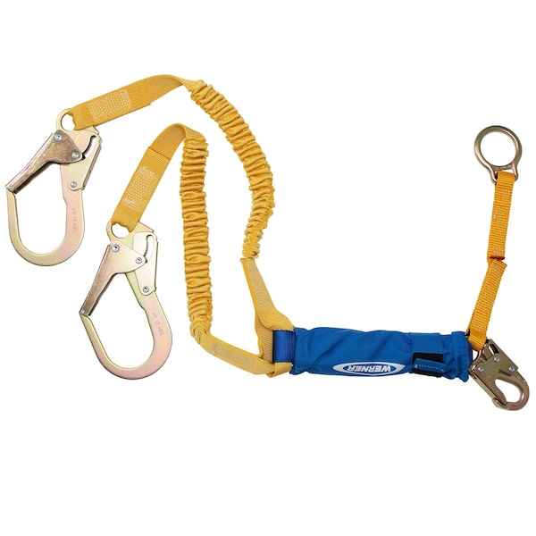 Werner DeCoil Stretch Twinleg Lanyard w/D-ring - C446200
