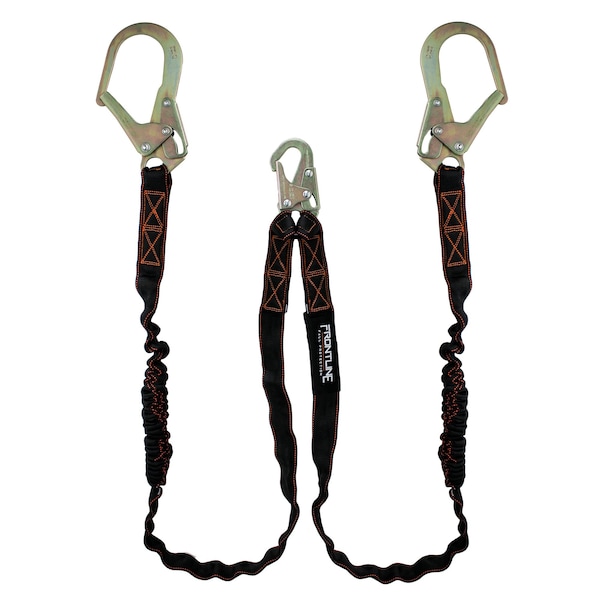 Frontline Combat Twin Leg 6' Rebar Hook Lanyard with Internal Shock Absorber - LIS62R