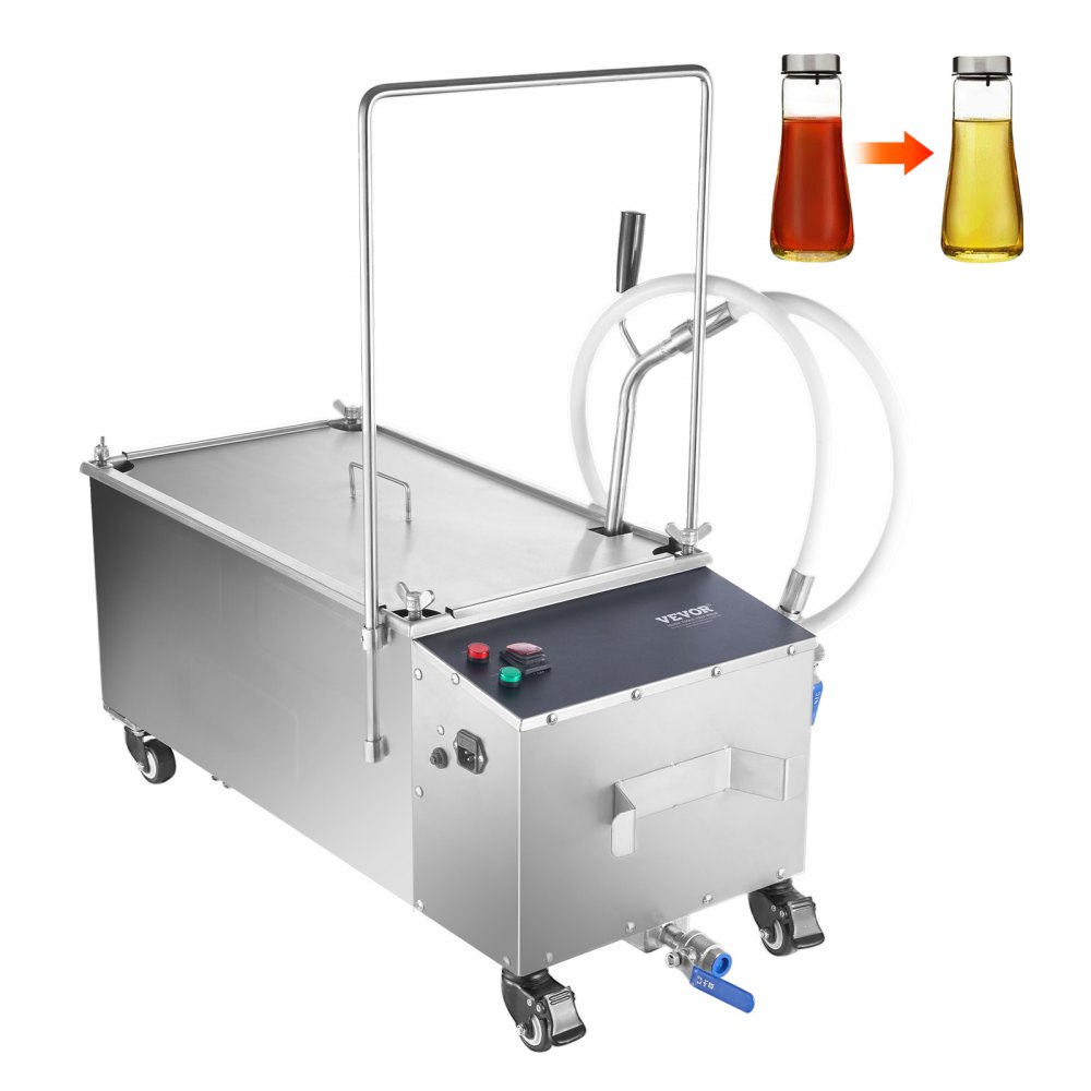 VEVOR Mobile Fryer Filter, 55L Oil Tank Capacity, Oil Filtration System with 10 L/min Oil Filtration Speed, Mobile Frying Oil Filtering System with Swivel Wheels, Oil Hose for Restaurant Burger Stores - ZYGLQWBXG56LGFQ67V1